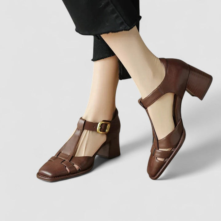 Elyxiana | Talons bloc T-strap orthopédiques