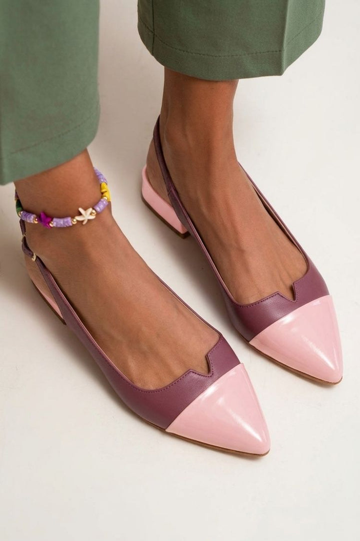 Ballerines slingback découpées color block à pointe avec boucle