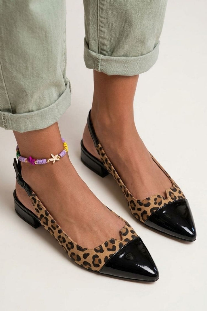Ballerines slingback découpées color block à pointe avec boucle