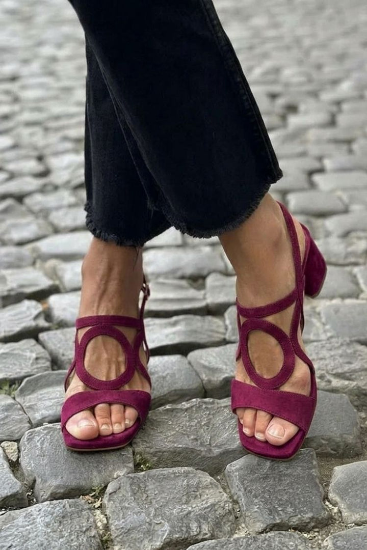 Sandales à talons slingback découpées Jaunes à bout carré
