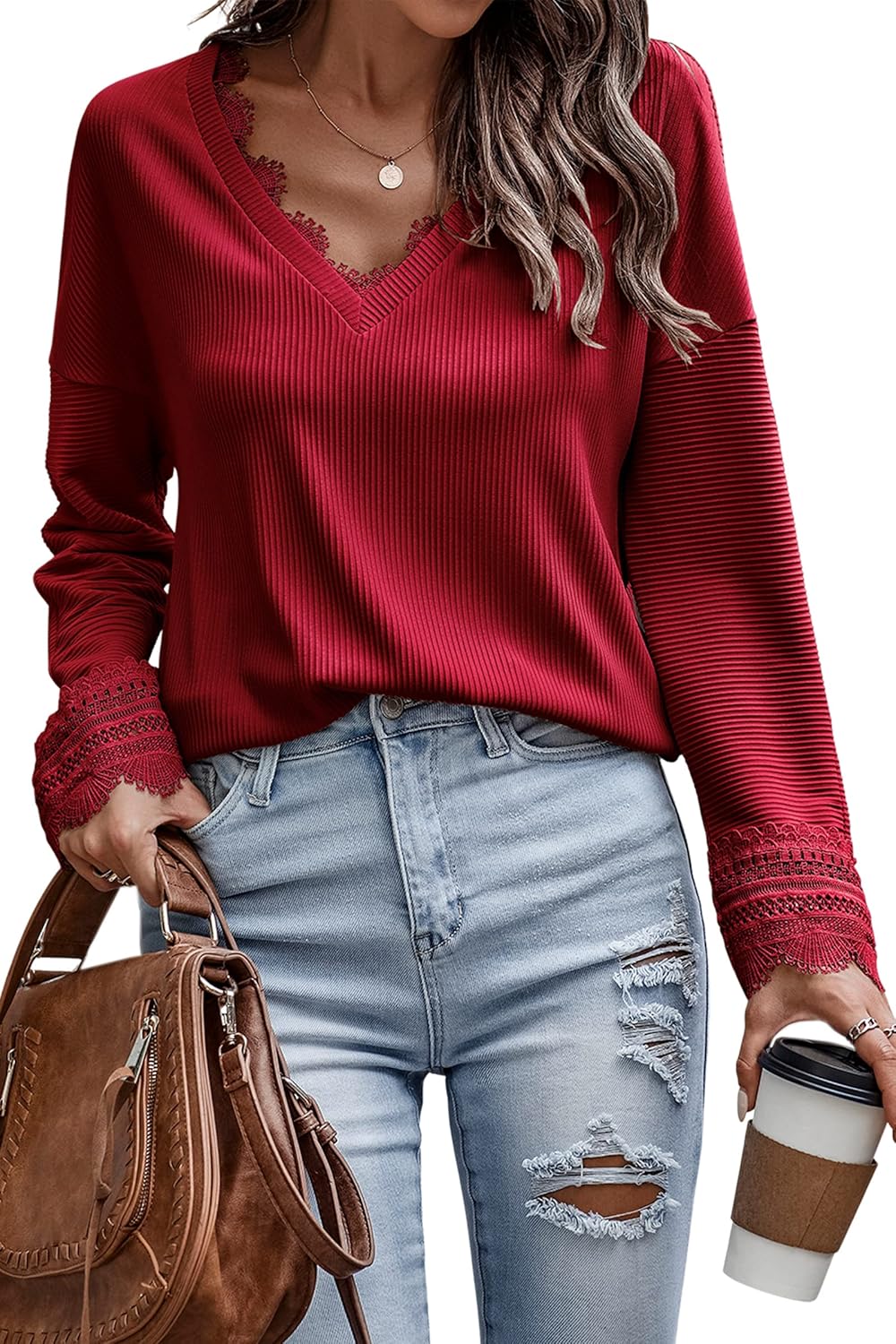Olivia - Pull long à col en V élégant
