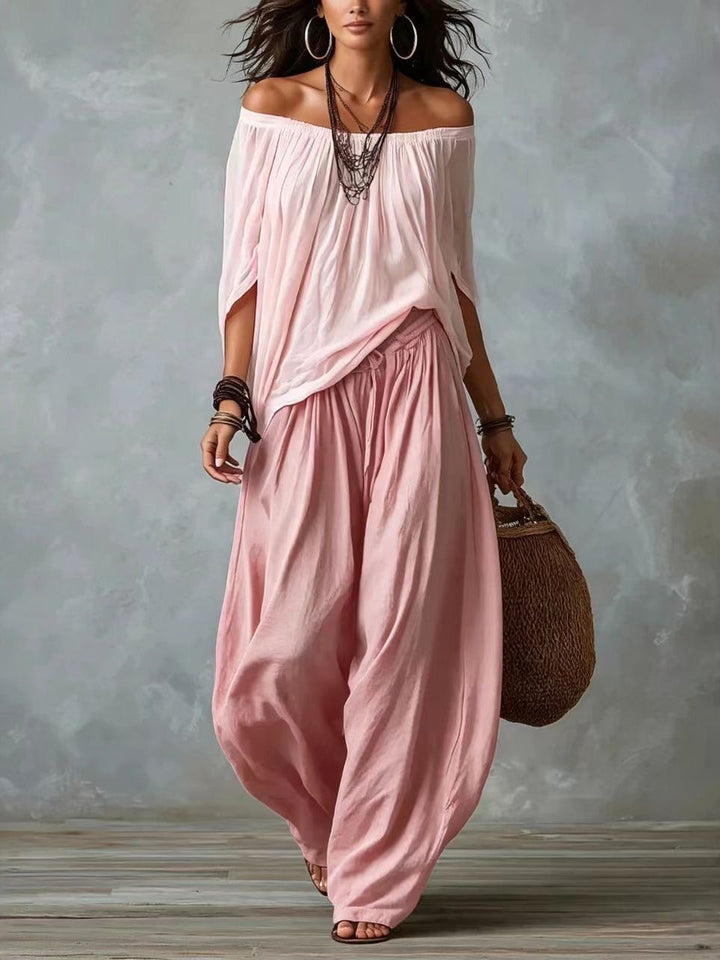 Antoinette | Ensemble top épaules dénudées et pantalon lanterne