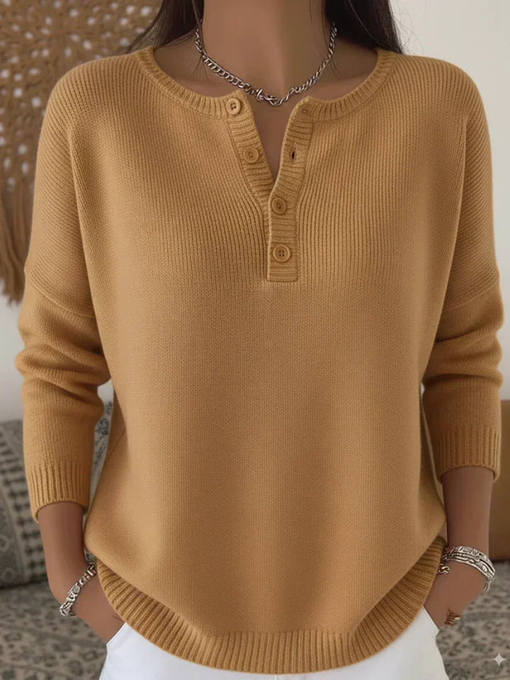 Ernesta | Pull en maille à col Henley boutonné
