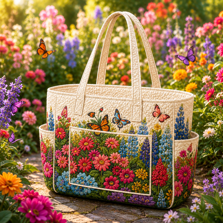 Joséphine | Sac cabas matelassé à la mer de fleurs