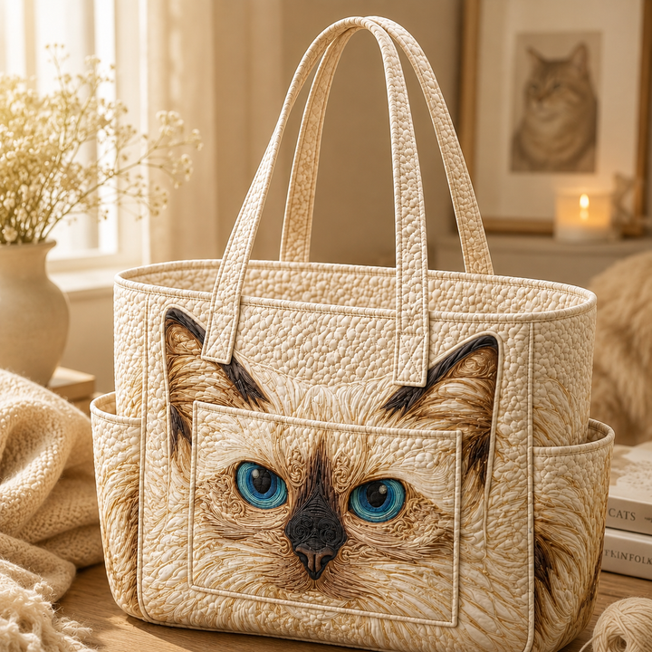 Juliette | Sac cabas matelassé au chat ragdoll