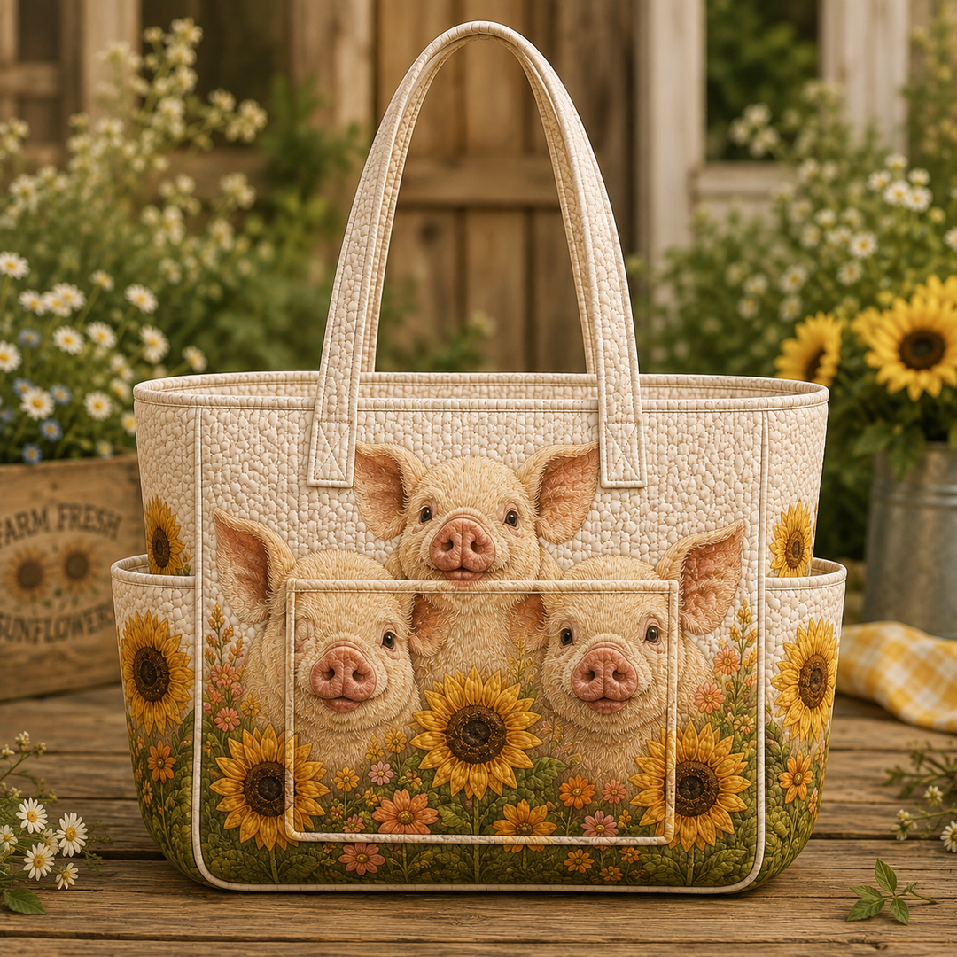 Capucine | Sac cabas matelassé aux petits cochons joyeux