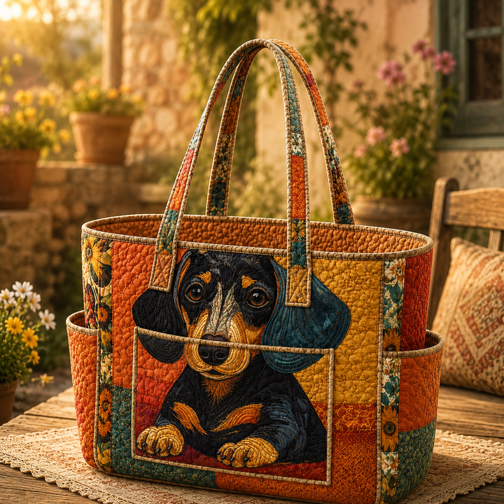 Céline | Sac cabas matelassé au teckel adorable