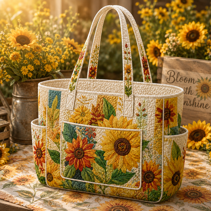 Gisèle | Sac cabas matelassé au rêve de tournesols