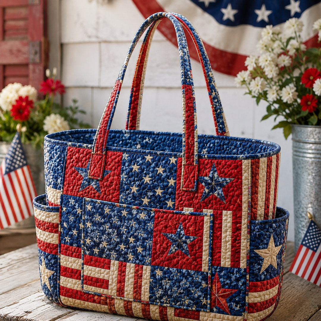 Brigitte | Sac cabas matelassé au drapeau américain