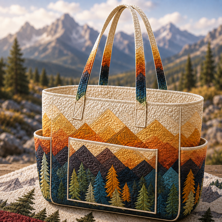 Aurore | Sac cabas matelassé au paysage forestier