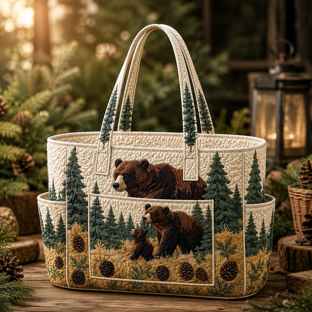 Caroline | Sac cabas matelassé aux animaux de la forêt