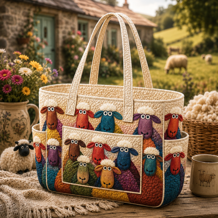 Sandrine | Sac cabas matelassé aux moutons rêveurs