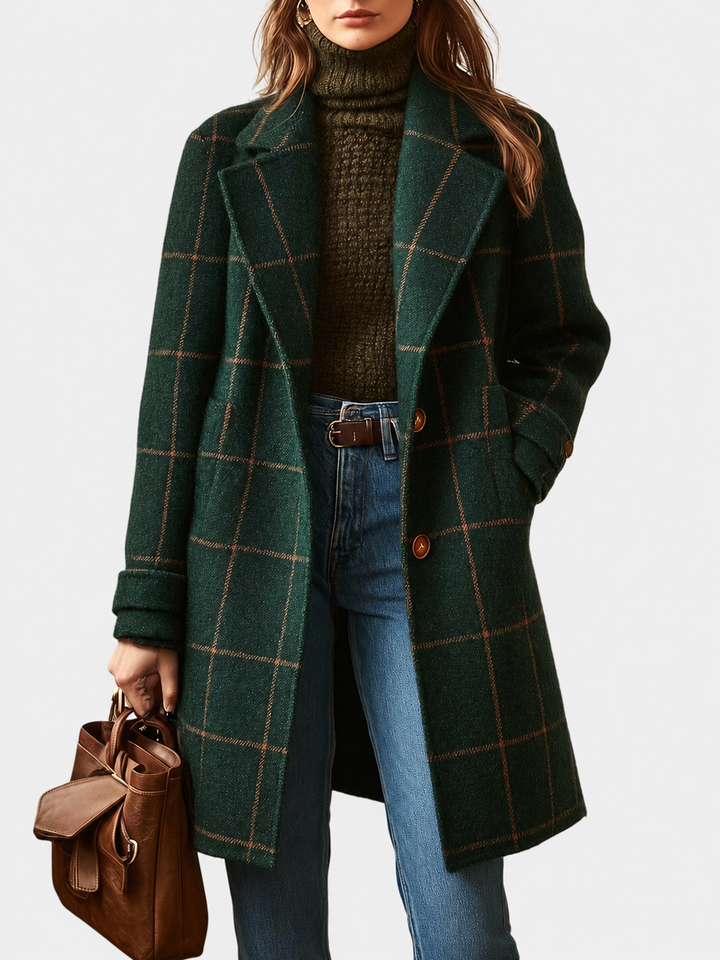 Clémentine | Manteau long à grands carreaux et revers