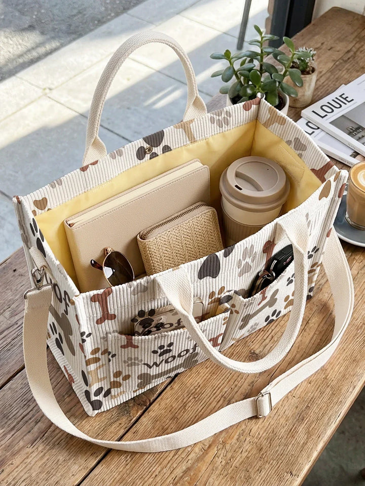 Pélagie | Sac cabas en velours côtelé pattes et os
