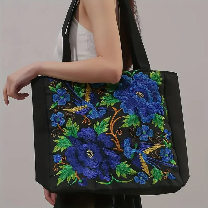 Yanis | Sac cabas brodé à motif floral, pratique et spacieux