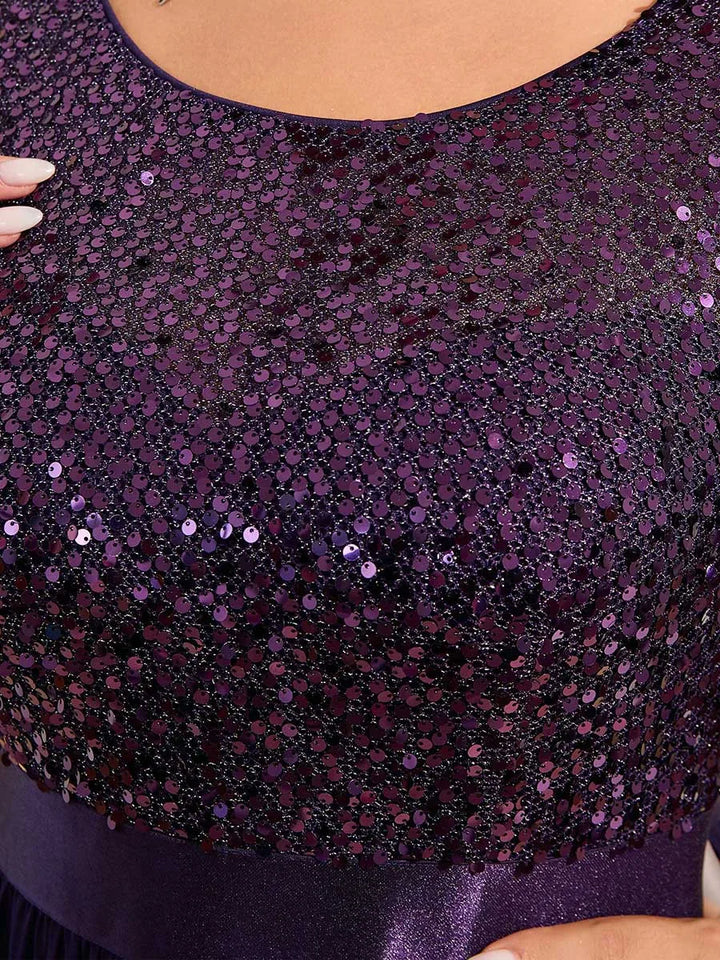 Odette | Robe A-Line à Manches Longues en Sequins