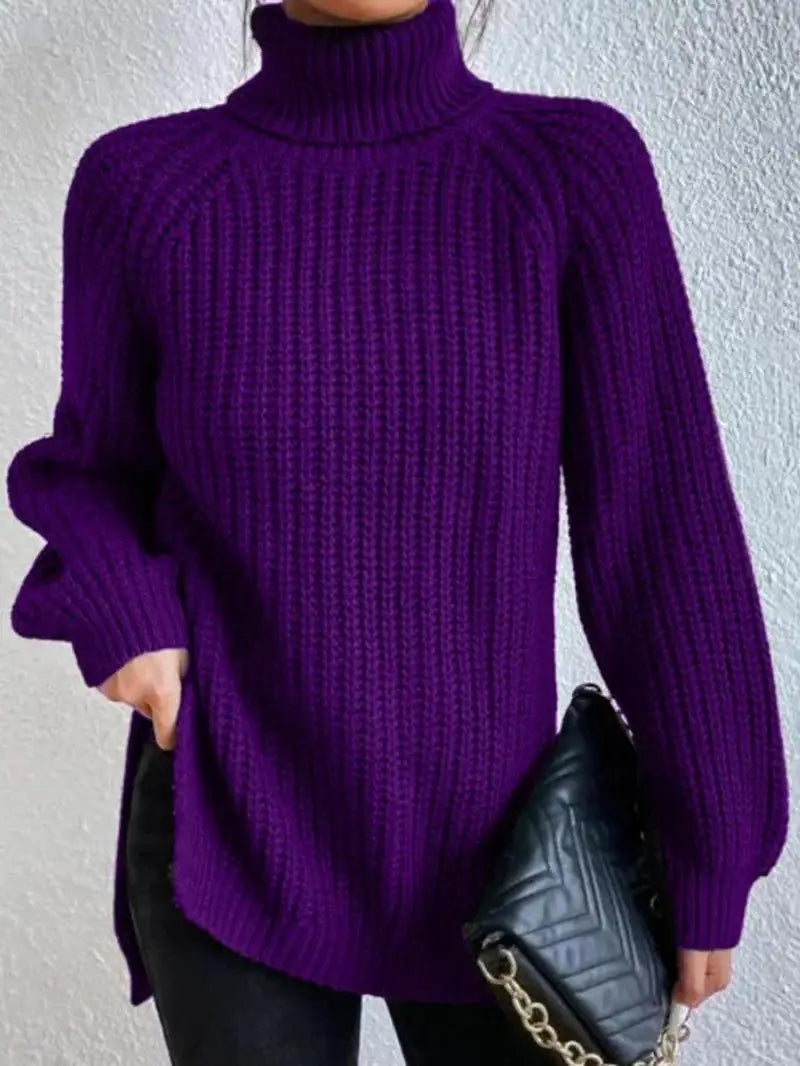 Mia - Pull Long Col Roulé Confortable