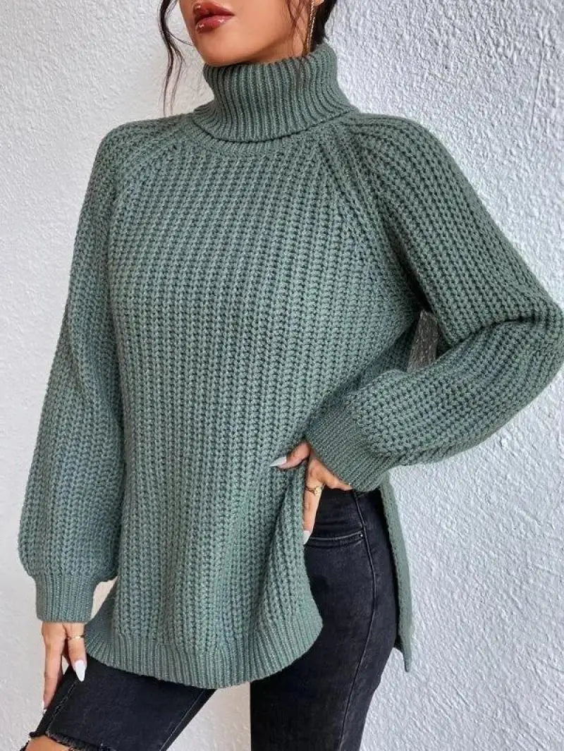 Mia - Pull Long Col Roulé Confortable