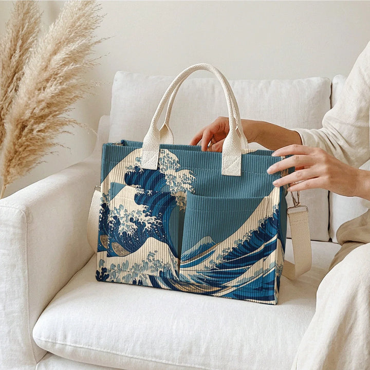 Yolaine | Sac cabas en velours côtelé grande vague