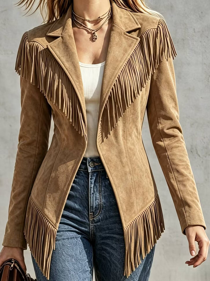 Lucienne | Veste à franges effet daim