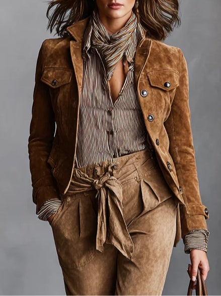 Clémence | Veste courte effet daim à revers
