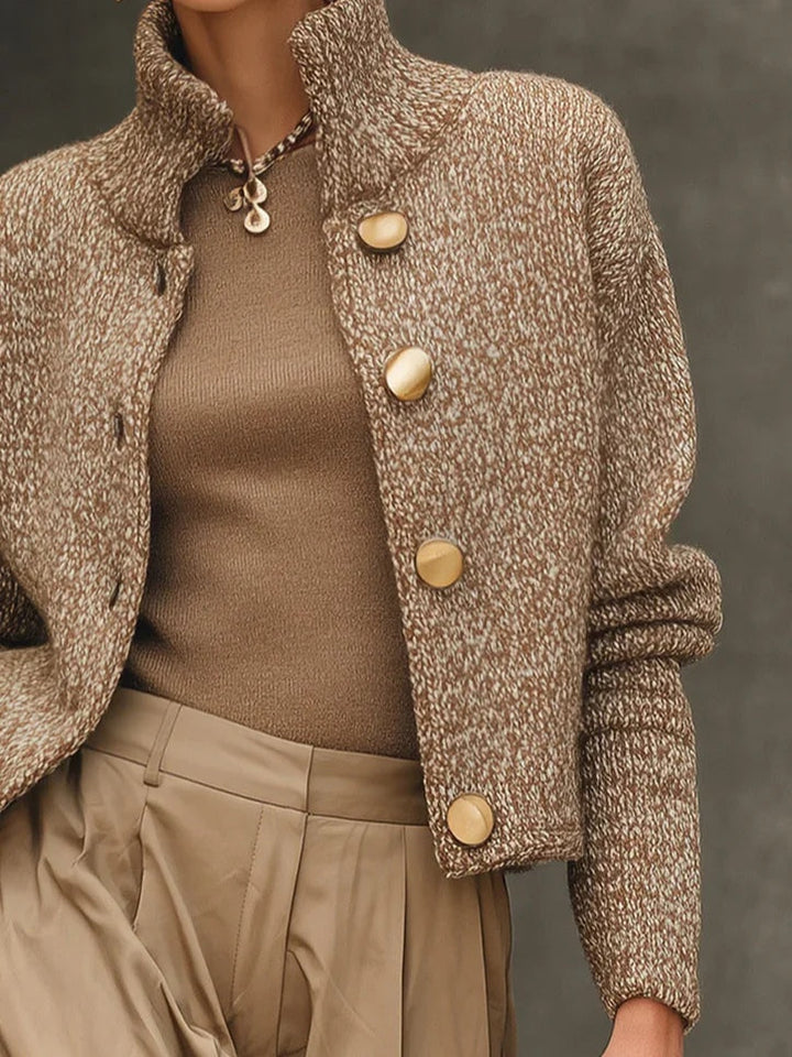 Solange | Cardigan court à col montant