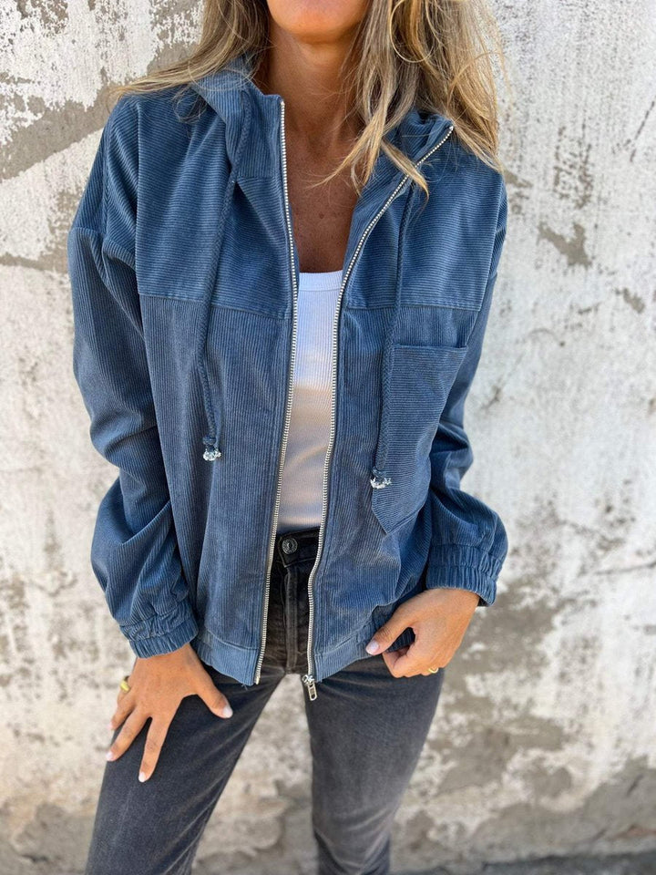 Abigaëlle | Veste zippée côtelée à capuche