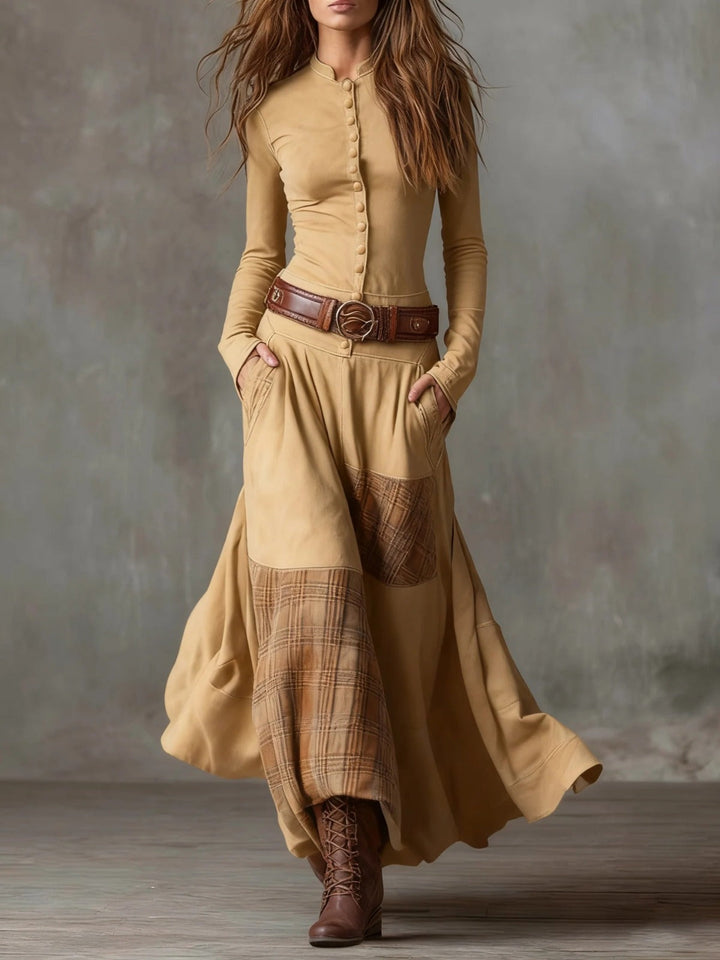 Domitille | Robe Maxi en Suédine avec Ceinture
