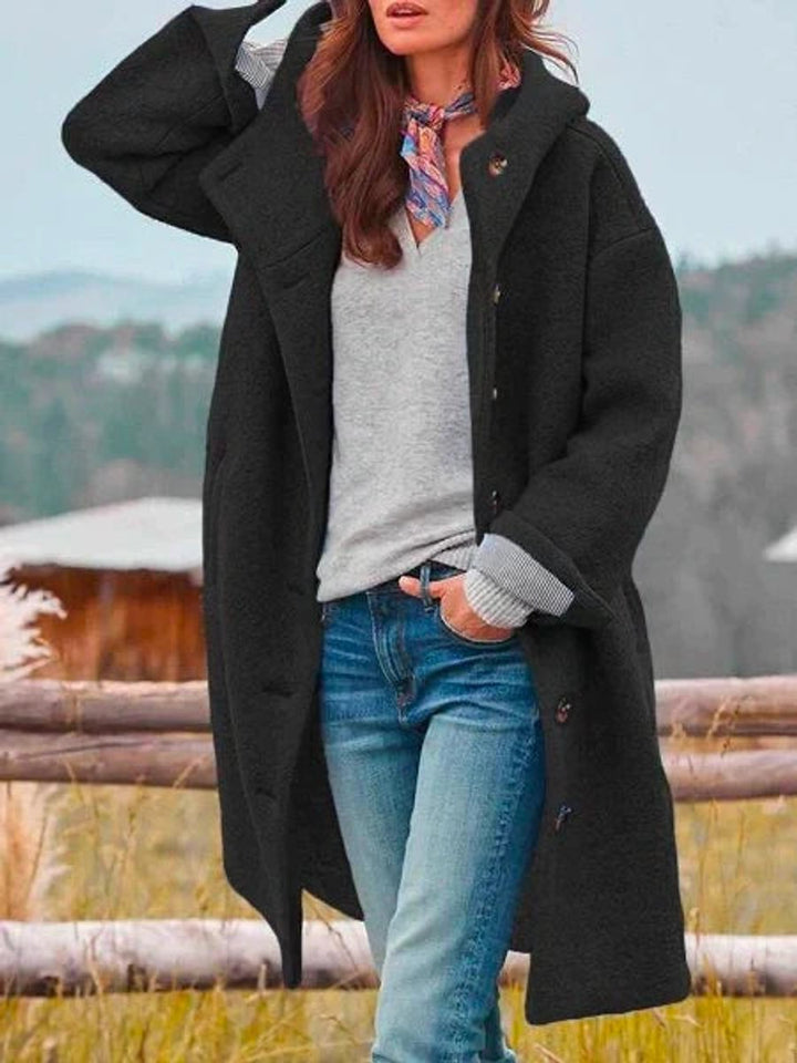 Albertine | Manteau long à capuche boutonné