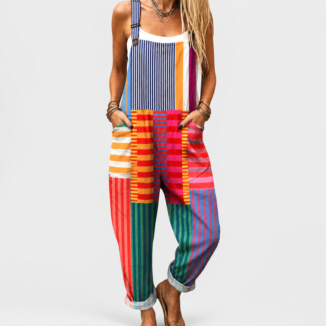 Anastasie | Salopette à rayures multicolores