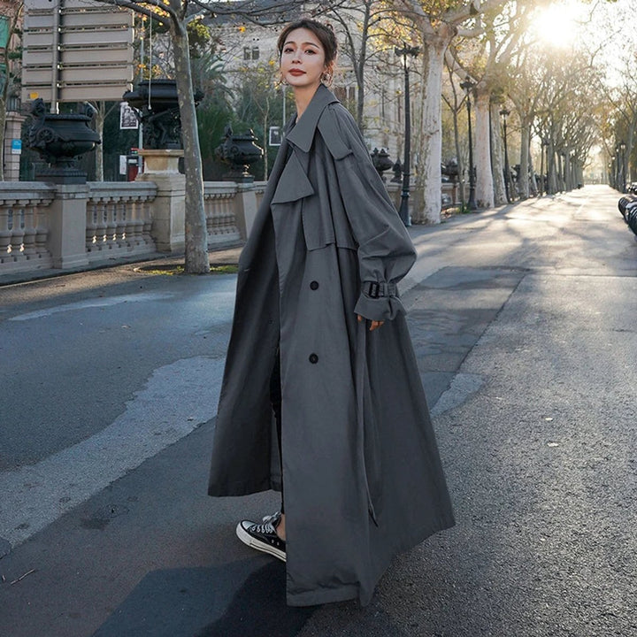 Apollonie | Trench long oversize croisé à ceinture