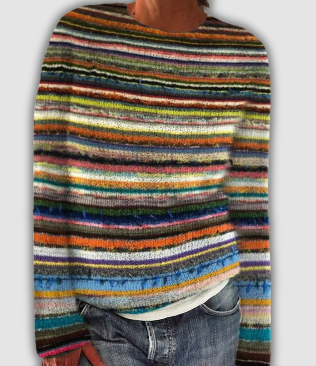 Aspasie | Pull à rayures irrégulières multicolores