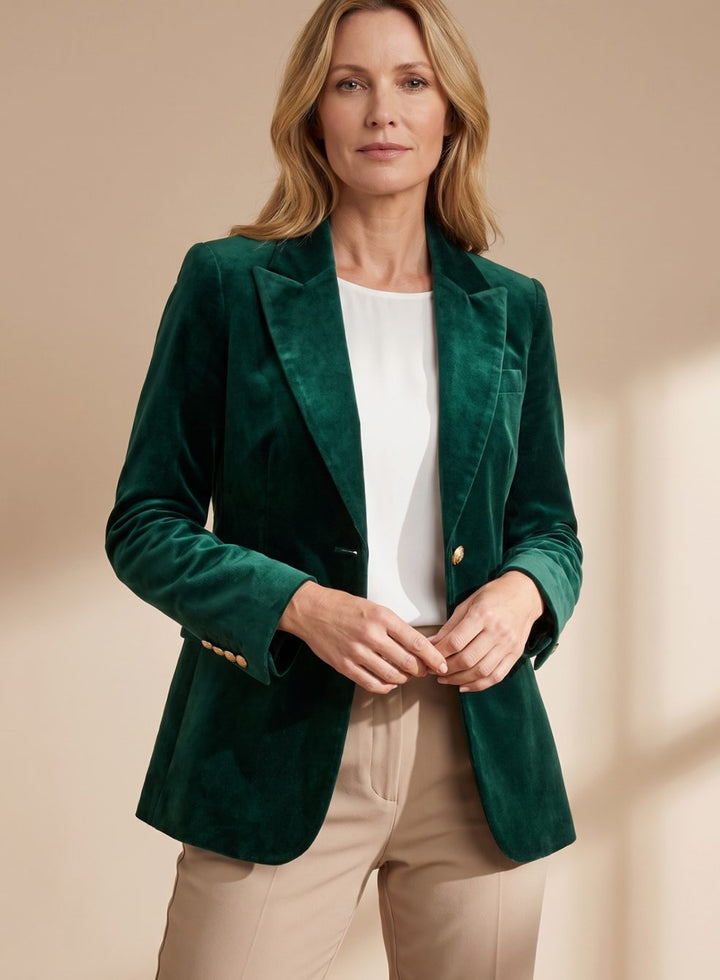 Azilis | Blazer en velours à boutons dorés