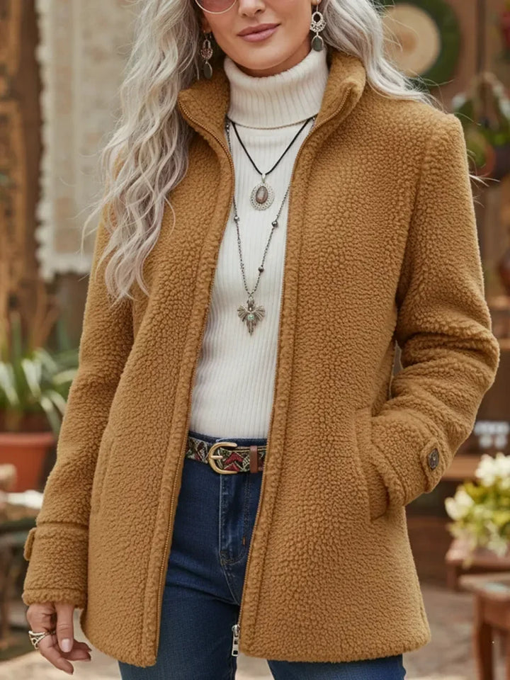 Chanelle | Veste à col montant en lambswool avec fermeture éclair