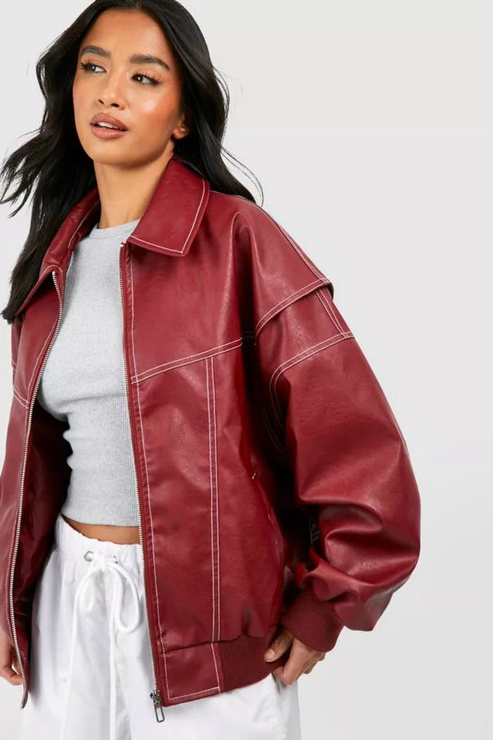 Bernadette | Blouson oversize à surpiqûres contrastées