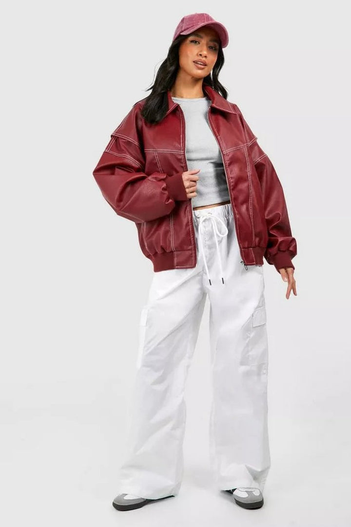 Bernadette | Blouson oversize à surpiqûres contrastées