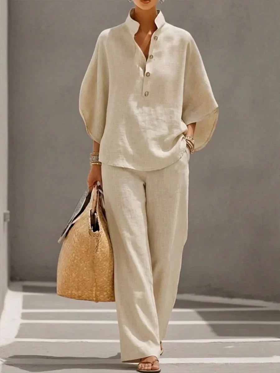 Carmen | Ensemble chemise à manches chauve-souris et pantalon