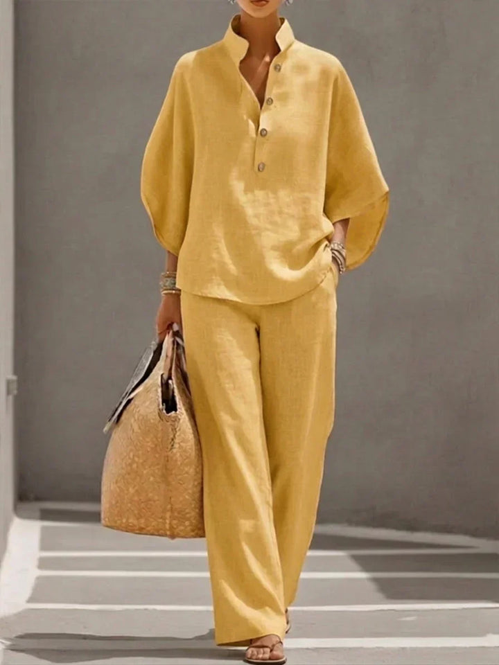 Carmen | Ensemble chemise à manches chauve-souris et pantalon