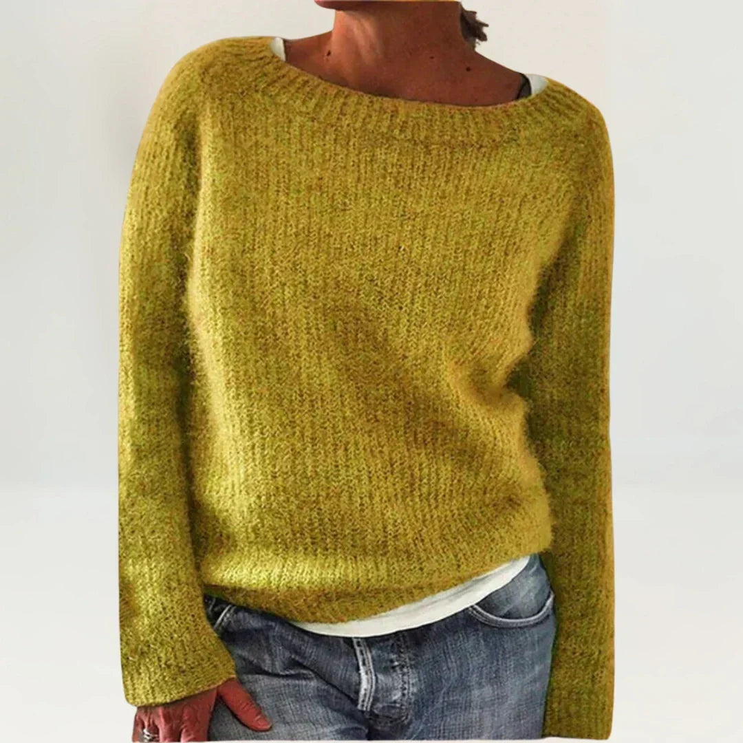 Céphise | Pull jaune moutarde à encolure large