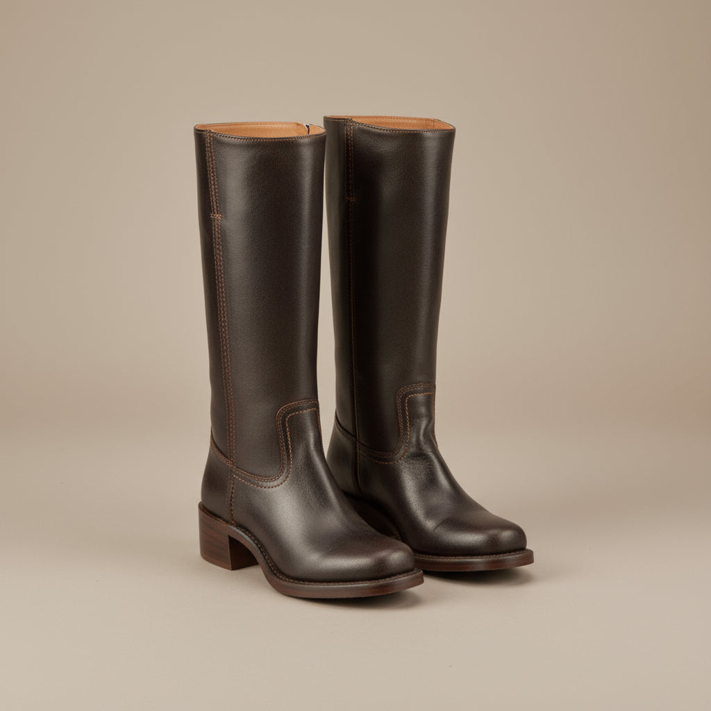 Chimène | Bottes lisses à tige droite et talon bloc