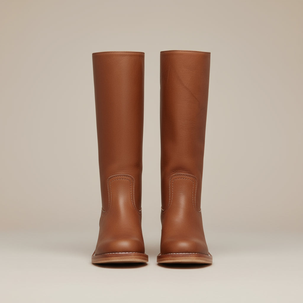 Chimène | Bottes lisses à tige droite et talon bloc
