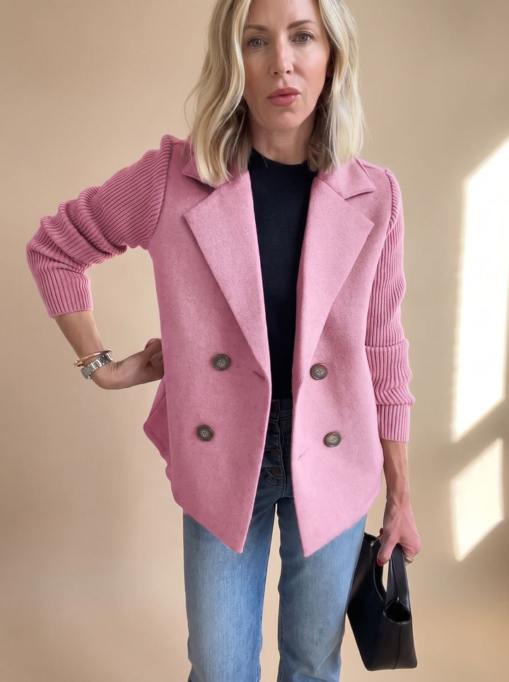 Clarence | Blazer croisé à manches en maille côtelée