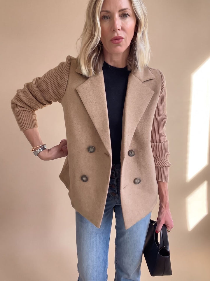 Clarence | Blazer croisé à manches en maille côtelée