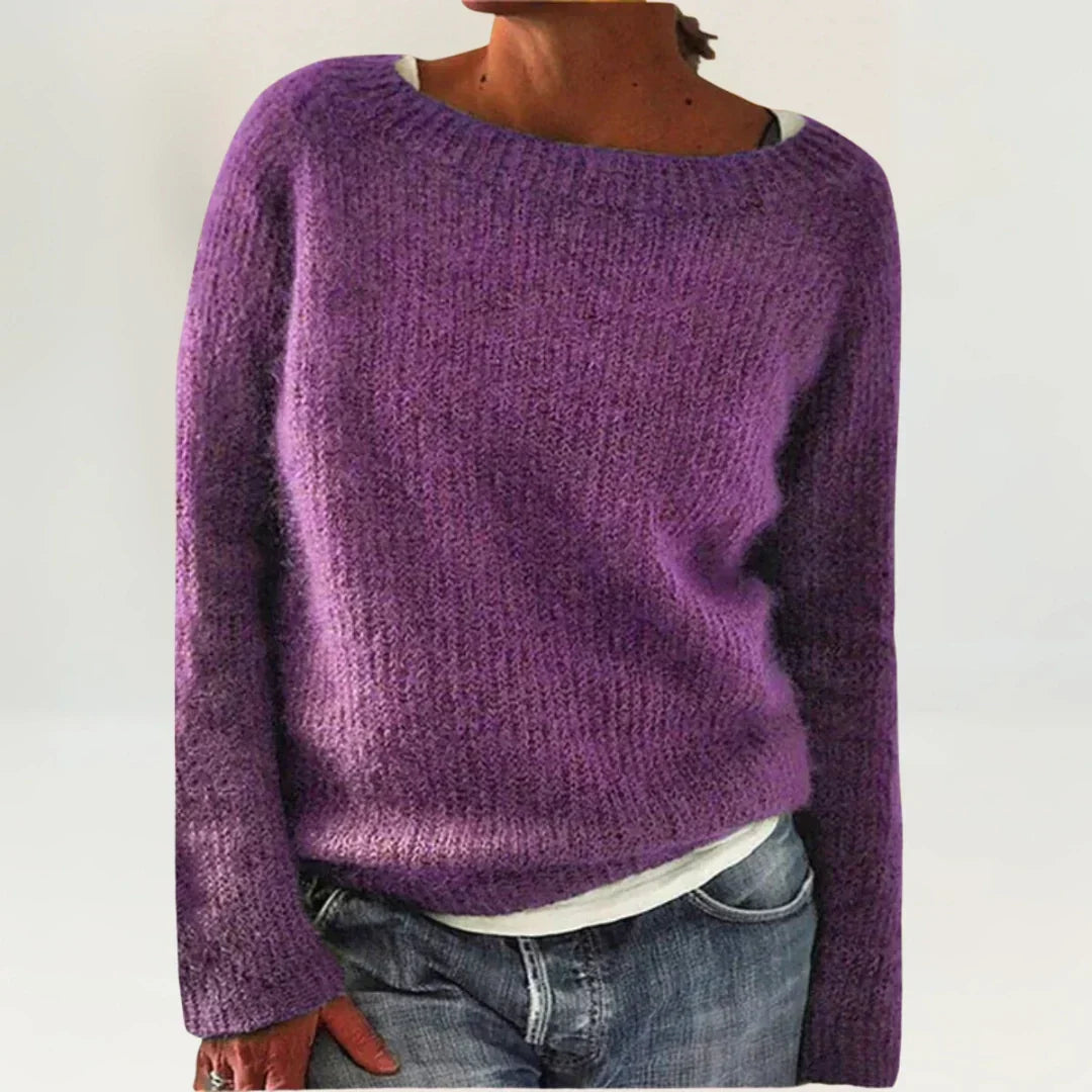 Clarimonde | Pull violet à encolure large