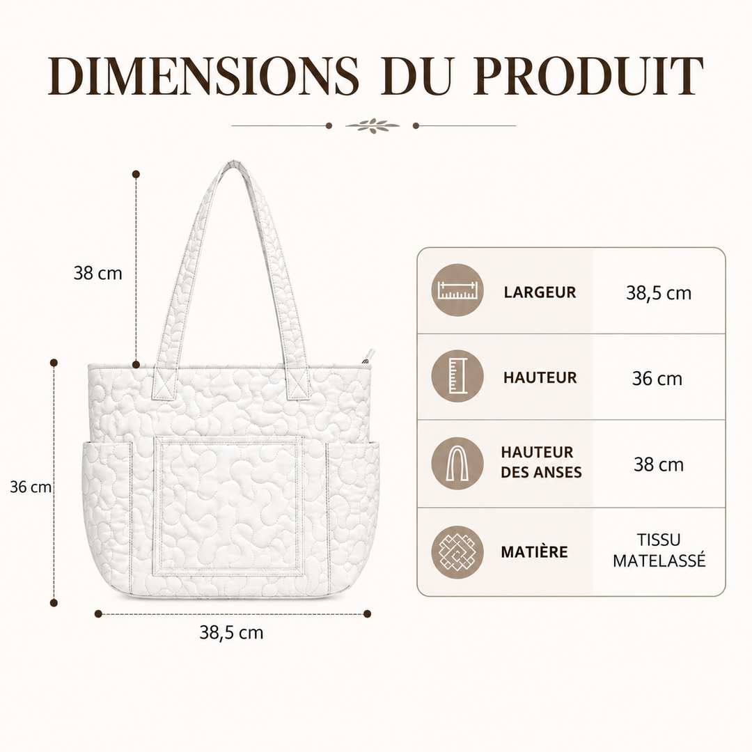 Marine | Sac cabas matelassé aux fleurs bleues