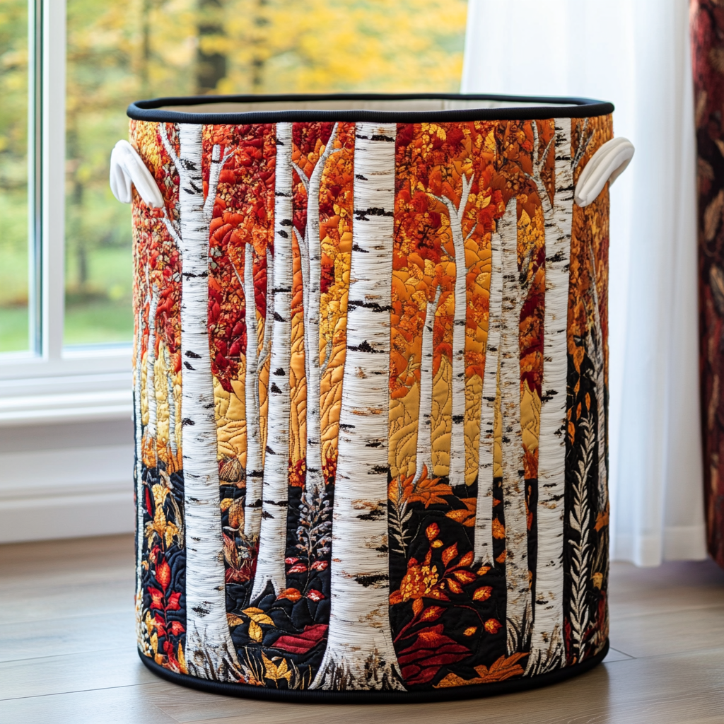 Dimitra | Panier à linge matelassé forêt et élans
