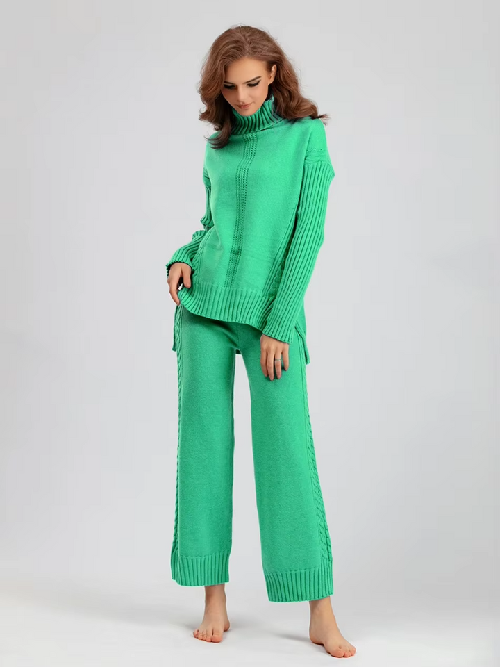 Scarlett - Pull à col montant élégant avec ensemble de pantalons amples