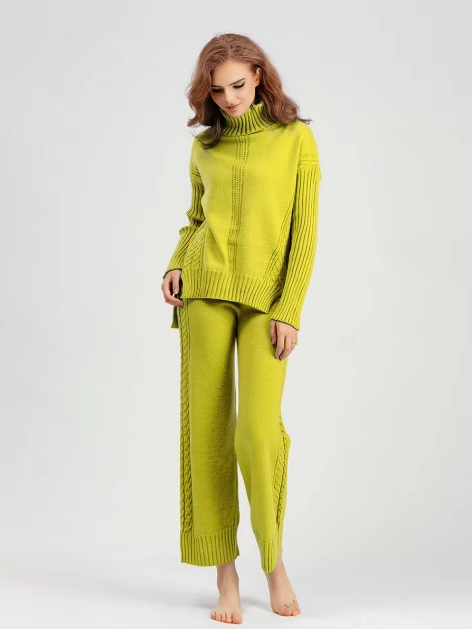 Scarlett - Pull à col montant élégant avec ensemble de pantalons amples