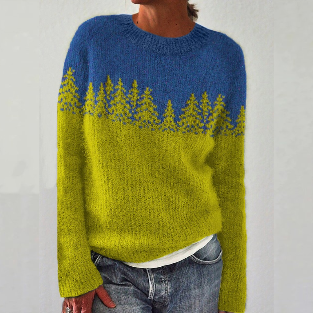 Edelweiss | Pull bicolore à motif sapins