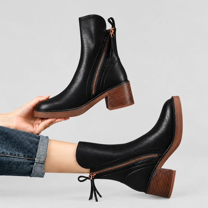 Elmira | Bottines à zip et talon bloc
